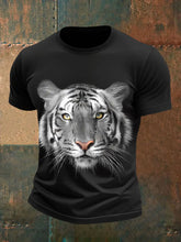 Herren T-Shirts mit weißem Tiger gesicht